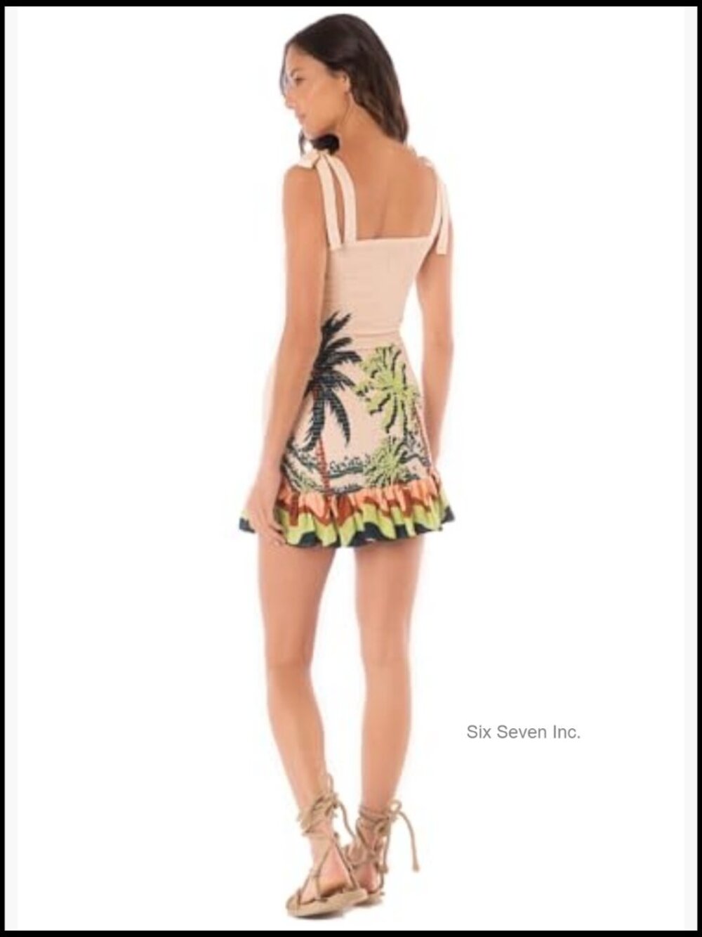 Smocked A-line Mini Dress with Tie Straps - Picture 5 of 7
